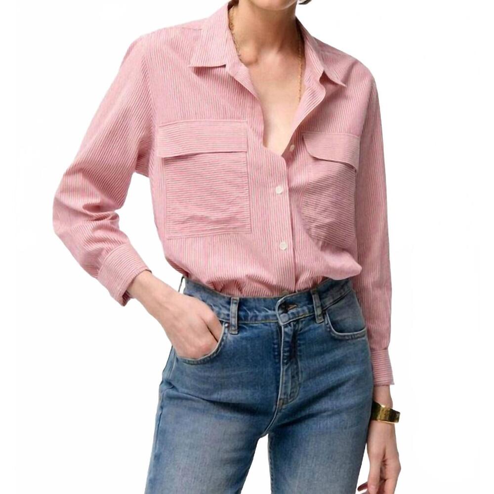 NEW VANESSABRUNO dim buttondown shirt in garnet stripe